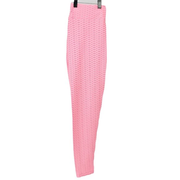 Textured Scrunch Butt Leggings Womens XXL Pink High-Waisted Poly Spandex Blend - Picture 1 of 7
